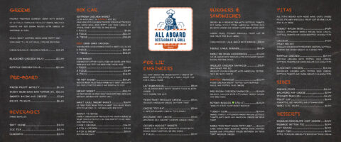 Menu All Aboard Restaurant & Grill